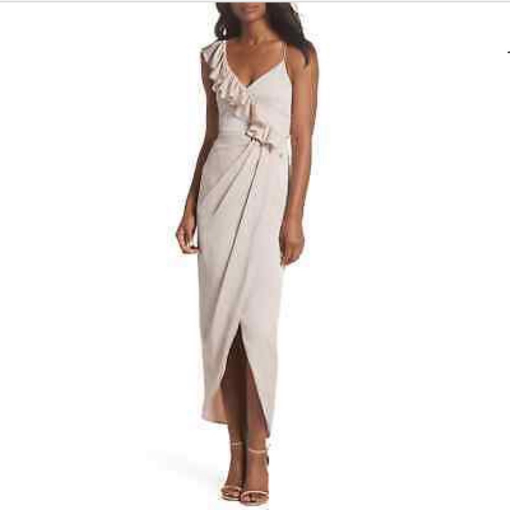Shona Joy Asymmetrical Frill Dress in Onyx